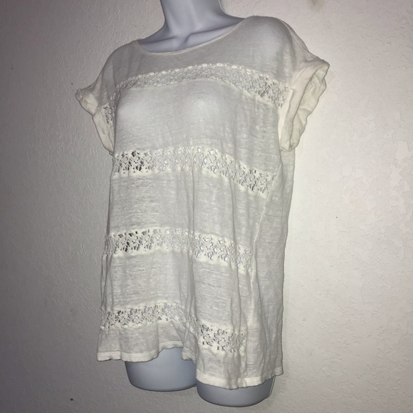 Anthropologie Akemi + Kin linen crochet Lace Top - Picture 3 of 6